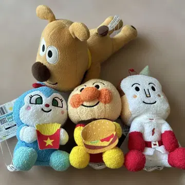 호빵맨 봉제 인형 4체 세트 치즈 식빵맨 코킨짱