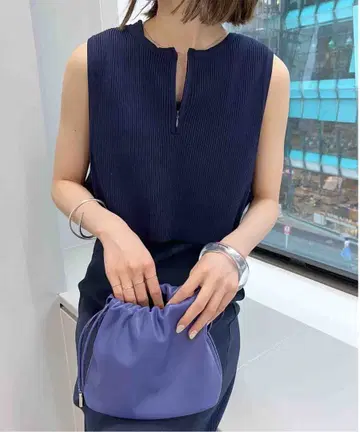 [ mystic ] 미스틱 네이비 슬리브리스 지퍼 베스트 원피스 세트