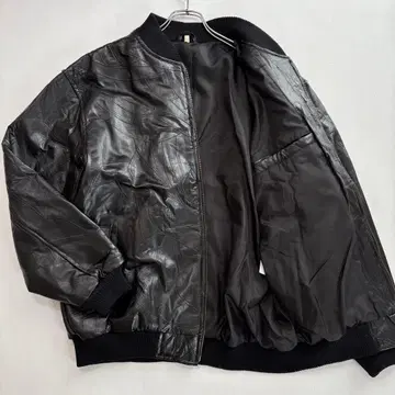 새상품급 빈티지 [램스킨 패치워크] 가죽 블루종 L 사이즈 블랙