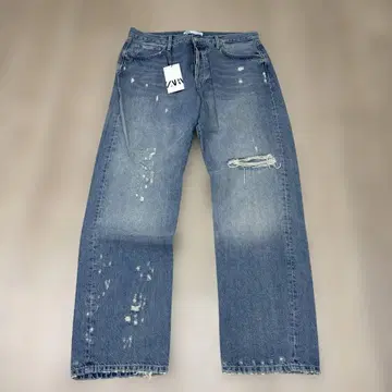ZARA 데님 팬츠 데미지 가공 블루 36 미사용