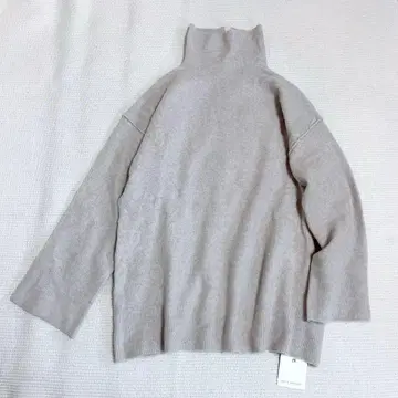 택 포함 리브 드와 FOX 혼방 하이넥 풀오버 니트 보들보들 워셔블