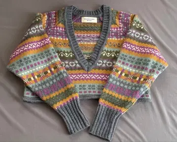 BEAMS BOY 페어아일 V넥 니트 T.GREY