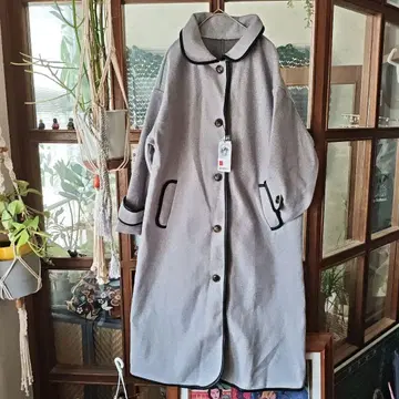 moment+ 그레이 버튼 롱 코트 M