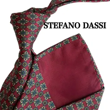 STEFANO DASSI 스테파노 로시 보르도 파랑 기하학 패턴 넥타이