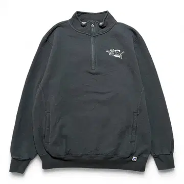 USA 구제 의류 러셀 하프 지퍼 맨투맨 트레이닝복 자수 블랙