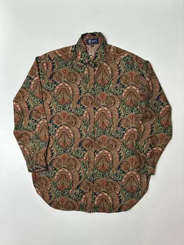 ROPE 페이즐리 무늬 브라운 올 패턴 긴팔 셔츠 M 사이즈