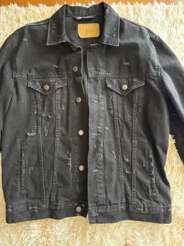 블랙 데미지 데님 자켓