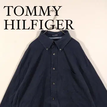 TOMMY HILFIGER 네이비 버튼 다운 셔츠 L 긴팔