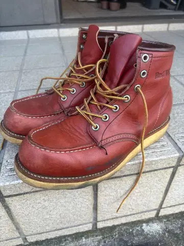 가죽 워크 부츠 빨간색