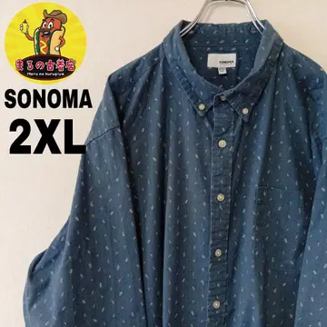 USA 구제 의류 SONOMA 긴팔 버튼 셔츠 2XL 블루