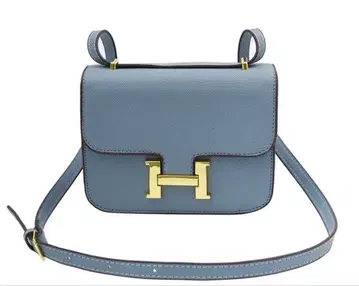 H형 금장 장식 숄더백 블루