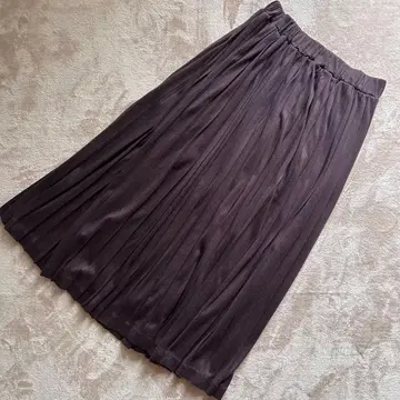 미즈이로 인드 jersey 플리츠 롱 스커트 브라운