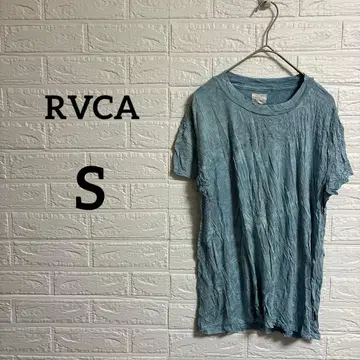 해외 구제 의류 RVCA [ S ] 꽃 무늬 라이트 블루 반팔 T셔츠