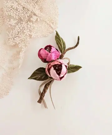 염색 천 꽃*에튀드 장미 코사지