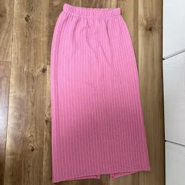 핑크 리브 롱 스커트