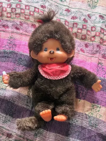 세키구치 몽치치 여아 딸랑이 에이프런 브라운 아이 80s