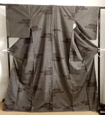 순수 실크 본장 오시마 명주 진흙 염색 이중 기모노 시츠케 포함