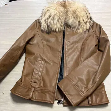 마리 퀀트 런던 퍼 트리밍 레더 재킷 슬림핏