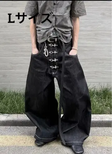 당일 발송 새상품 리지드 데님 와이드 데님 팬츠 스터드 y2k opium