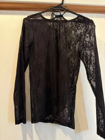 HARE 블랙 레이스 긴팔 셔츠