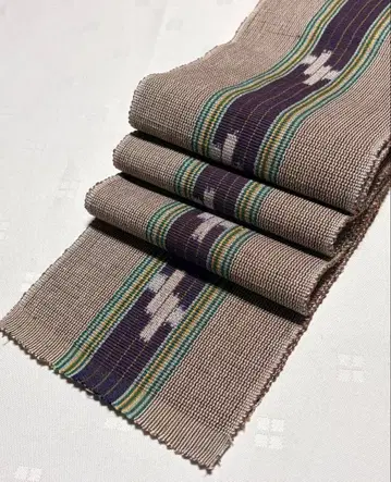 미사용품 기모노 오비 목화 수직 야에야마 민사 카스리 반폭 오비