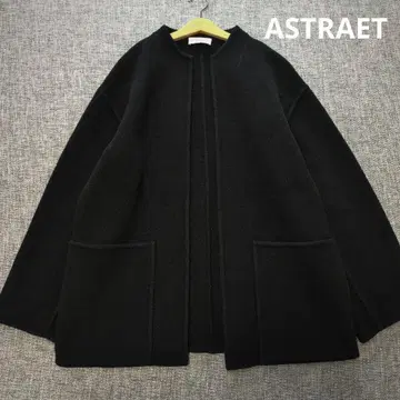 애로우즈 스트럿 노카라 리버 코트 울 블랙