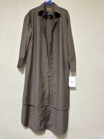 미사용 AMERI 브라운 셔츠 원피스 긴팔