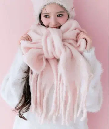 OLIVE des OLIVE 로고 자수 부클 머플러 핑크