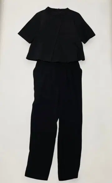 블랙 올인원 반팔 상의 세트