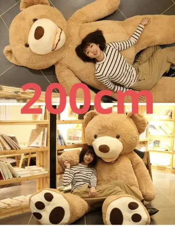 커다란 베이지색 곰 봉제 인형