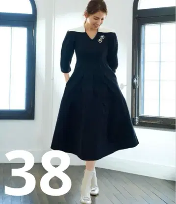 CELFORD 카라 포함 홀 가먼트 원피스 롱 반팔 미카 38