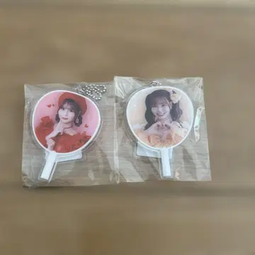 이코라부 미니 복권 아크릴 키링 부채 오바 하나 2세트