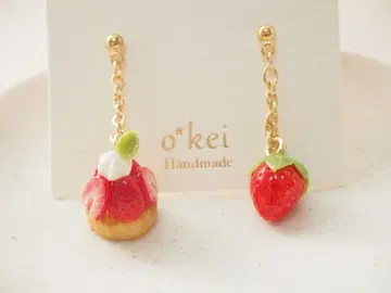 새빨간 딸기 타르트 귀걸이 귀찌 미니어처