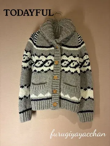 TODAYFUL 페루산 손뜨개질 숄 가디건 F 울