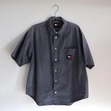 타미 진스 반팔 셔츠 L 사이즈 오버 사이즈 그레이