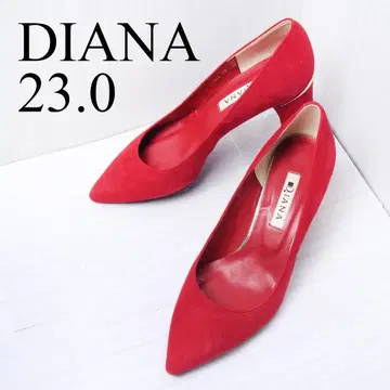 [컨디션 최상] DIANA 스틸레토 스웨이드 펌프스 레드 23.0