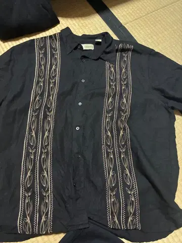 Cubavera 자수 블랙 셔츠 XXL