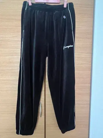 Champion 블랙 사이드 라인 팬츠 벨로아 L