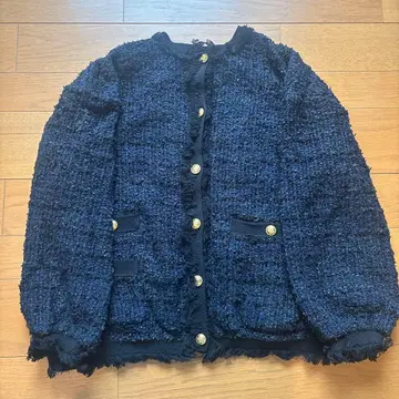 미라 오웬 금장 버튼 트위드 가디건