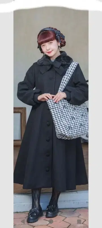 아오키 미사코 시마무라 콜라보 리본 코트 M 블랙