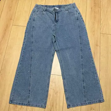 yidaepai 비즈 와이드 레그 데님