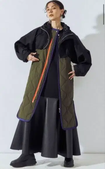 UN3D. 멀티 레이어드 퀼팅 코트 3WAY