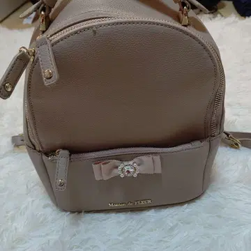 Maison de FLEUR 백팩 베이지 핑크 리본 펄 미사용