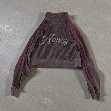 헤이세이 갸루 y2k 벨로아 소매 라인 하프 지퍼 크롭 저지 맥브링