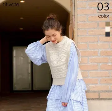titivate 니트 베스트 아이보리 택 포함 새상품