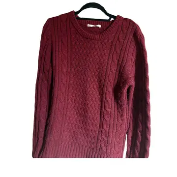 케이블 니트 스웨터 버건디
