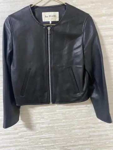Ray BEAMS 블랙 램 가죽 아우터