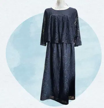 미사용 새상품 네이비 레이스 드레스 플레어 슬리브