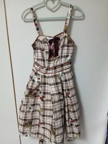 슬리브리스 무릎 기장 원피스 체크 무늬