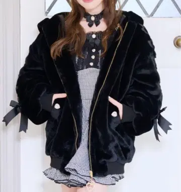 리본 토끼 귀 퍼 블루종